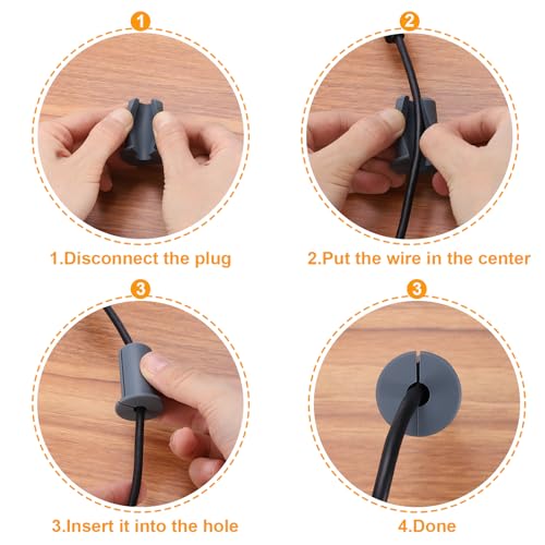 UXCELL 4Pcs Wall Grommet Kit - 3/4" Silicone Cable Bushing with 7mm Hole, Black - color: Black