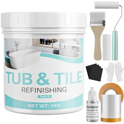 Tub Paint for Bathtub, 35oz Tub and Tile Refinishing Kit with Tools, Water Based Bathtub Paint White for Tile, Toilets, Kitchen, Sink - size: 35 Fl Oz (Pack of 1)