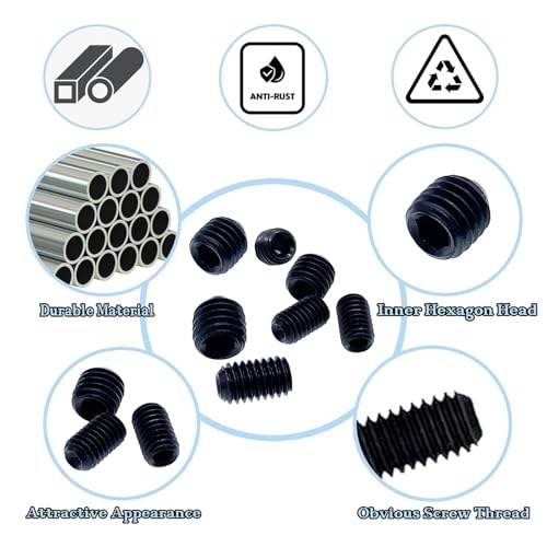 500pcs Set Screws, Grub Screws, Set Screws Assortment Kit M3 M4 M5 M6 M8 for Door Handles, Bathroom Fixtures, Home Repair, Repair Furniture, Electronic Product, Install Door Lock, DIY, 12 Sizes - size: 500pcs(12 Sizes)