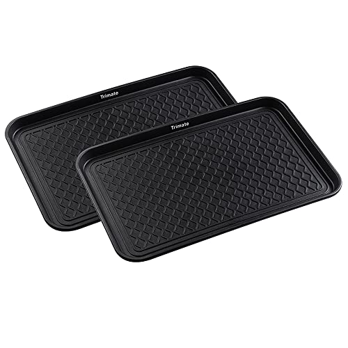 All Weather Boot Tray, 2 Pack Water Resistant Plastic, Multi-Purpose for Shoes, Pet Feeding Trays, Garden-Mudroom Entryway, Garage, Indoor or Outdoor - Medium, 24"x16" - (Black) - style: 2 pack - 24 x 16