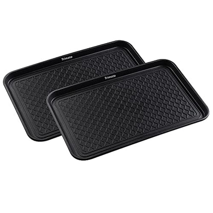All Weather Boot Tray, 2 Pack Water Resistant Plastic, Multi-Purpose for Shoes, Pet Feeding Trays, Garden-Mudroom Entryway, Garage, Indoor or Outdoor - Medium, 24"x16" - (Black) - style: 2 pack - 24 x 16