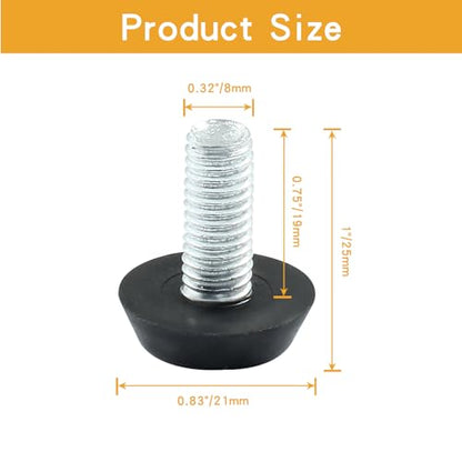 8 Pcs Furniture Levelers M8 x 20mm Table Leg Levelers, Levelling Foot Screw on Furniture Adjuster Mini Adjustable Feet for Furniture Legs Patio Furniture Feet - Black - size: M8 x 20mm