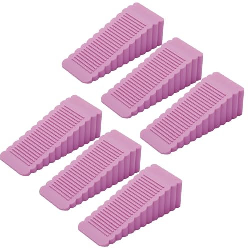 6 Pack Rubber Door Stoppers Wedge, Elfthloo Stops Fits 5-23mm Gaps, Non-Slip Floor & Wall Protector, Doorstops for Bottom of Door, Pink - color: Pink, size: 6 Pieces