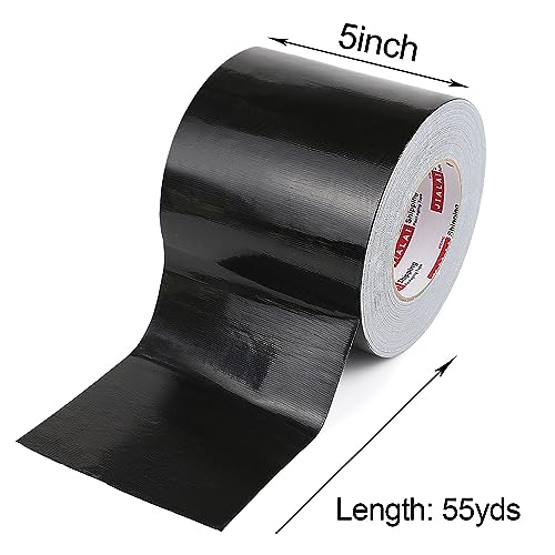 JIALAI HOME Wide Duct Tape, Industrial Grade Black Wide Tape 5 inches x 55 Yards (164 ft), 9 Mil Heavy-Duty, Waterproof, Strong, Flexible, No Residue, UV Resistant for Crafts & Home Improvement - color: Black