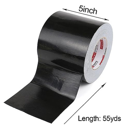 JIALAI HOME Wide Duct Tape, Industrial Grade Black Wide Tape 5 inches x 55 Yards (164 ft), 9 Mil Heavy-Duty, Waterproof, Strong, Flexible, No Residue, UV Resistant for Crafts & Home Improvement - color: Black