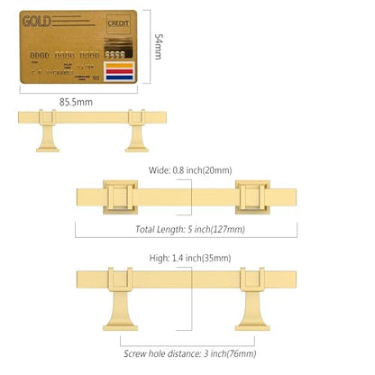 Amerdeco 10 Pack Brushed Gold Cabinet Pulls 3 Inch(76mm) Hole Center Drawer Pulls Cabinet Hardware Kitchen Cabinet Handles for Bathroom Dresser Pulls ZH0067 - color: Brushed Gold, size: 3"/76MM Hole Center