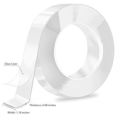 Nano Strong Mounting Adhesive Tape Double Sided Tape Heavy Duty Removable Clear Two Sided Double Stick Wall Tape 1.18in*10ft - size: C:1.18inch*10ft