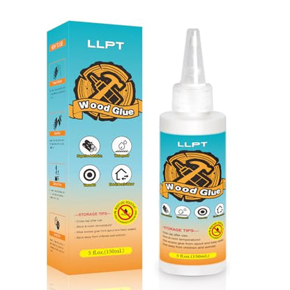 LLPT Wood Glue 5.1 Ounce | Dried Clear Ultimate Waterproof Wooden Super Glue Exterior | All Purpose Wood Adhesive | Heavy Duty for Woodworking Projects Repairs and DIY (LWG150) - size: 150ml