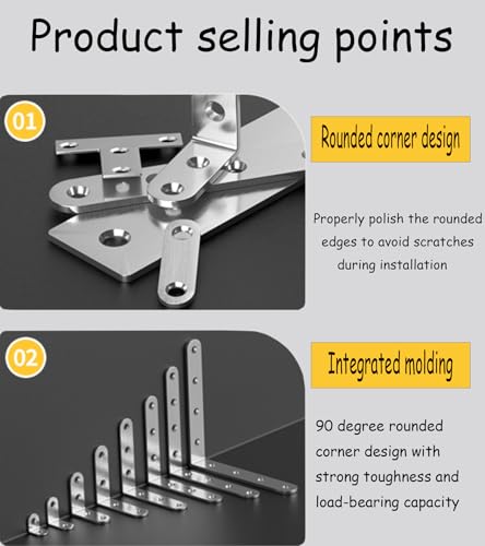 4 Pack Flat Mending Plate for Wood, Stainless Steel Straight Brackets Flat Repair Fixing Wood Brace Joining Plates Connector with Fixing Screws (4, One line shape6in) - size: One Line Shape 6 in