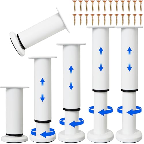 6 PCS Adjustable Furniture Couch Cabinet Legs 4.72-7.48 Inch, Heavy Duty Adjustable Height Replacement Legs for Dresser/Sofa/Bed/Chair, Legs for Furniture Set of 6 (White) - color: White, size: (6Pcs) 4.72-7.48 inch