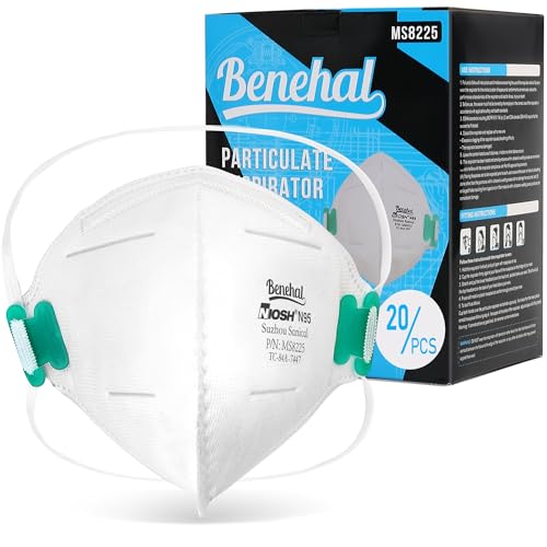 LotFancy N95 Mask for Adults, NIOSH Particulate Respirator, N95 Face Mask for Construction, Cleaning, Sanding, Dust Pollution