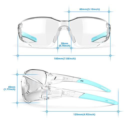 Safety Glasses Anti-Fog Lens,Adjustable Frames Eye Protection Goggles For Men Women - color: Liblue