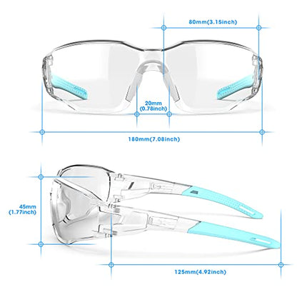 Safety Glasses Anti-Fog Lens,Adjustable Frames Eye Protection Goggles For Men Women - color: Liblue