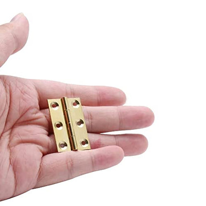 10 Pieces Mini Solid Brass Hinges,Cabinet Drawer Butt Hinges with Screws for Jewelry Chest, Wood Box,Handmade Crafts (1.5 Inch)