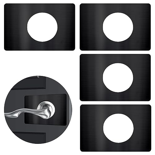 Door Lock Repair Plate, Door Lock Reinforcement Plate, Door Lock Fixing Plate, Door Knob/Lever/Deadbolt Fixing Filler Cover Plate, Prevent Door Lock Loose or Wobbly - Black 4 Pack - color: Black 4 Pack