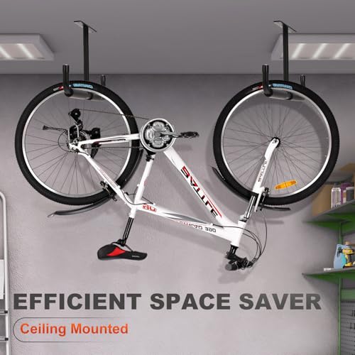 LEICHTEN 4 Pcs Upgraded Overhead Garage Storage Rack, Durable Garage Ceiling Storage Racks, Garages Overhead Lumber Storage Racks, Hanging for for Ladders, Ski Tools, Bikes, Tires, Gardening Tools