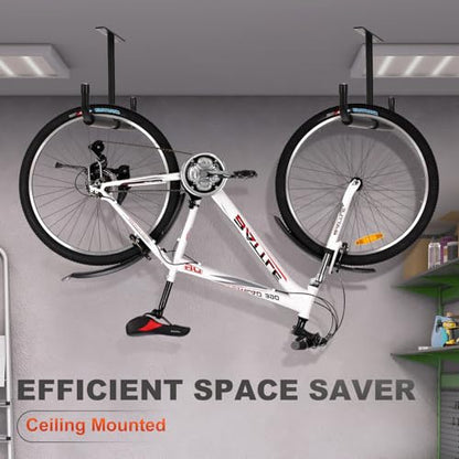 LEICHTEN 4 Pcs Upgraded Overhead Garage Storage Rack, Durable Garage Ceiling Storage Racks, Garages Overhead Lumber Storage Racks, Hanging for for Ladders, Ski Tools, Bikes, Tires, Gardening Tools