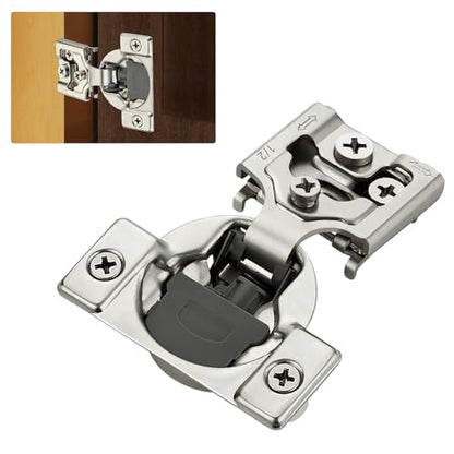 10 Pack (5 Pairs) 1/2" Overlay Soft Close Cabinet Hinges, Satin Nickel Stainless Steel Concealed Hinges with 3D Self-Closing for Face Frame Doors & Kitchens - size: 1/2 inch overlay