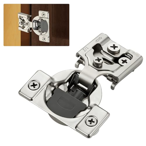 10 Pack (5 Pairs) 1/2" Overlay Soft Close Cabinet Hinges, Satin Nickel Stainless Steel Concealed Hinges with 3D Self-Closing for Face Frame Doors & Kitchens - size: 1/2 inch overlay