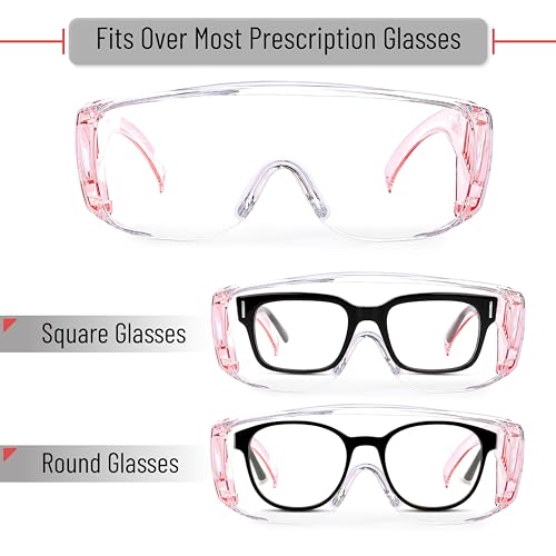 UNCO- Safety Goggles Over Glasses, Protective Goggles, Anti Fog, Work, Safety Glasses Over - color: Light Pink, size: 1 Pack
