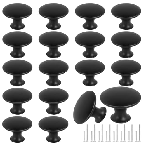 Romeda 18 Piece Drawer Knobs, Black Cabinet Knobs with Screw, 30mm Drawer Pulls for Dresser, Kitchen, and Cabinet Drawers - color: 18 Pack | Round Top-type Black