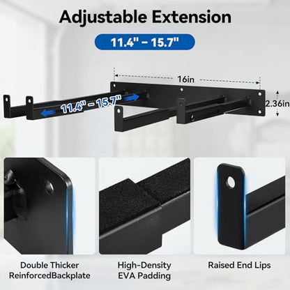 Expandable Folding Chair Storage Racks 2 Pack, Adjustable 11.4"–15.7" Folding Chair Rack, Heavy Duty Wall Mount Garage Organizer Hooks with EVA Padding, Hold 200 lbs Each