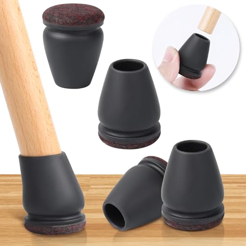 16PCS Extra Small Chair Leg Floor Protectors, Chair Leg Protector for Hardwood Floors, Metal Bar Stool Floor Protectors Chair Leg Caps, Round Felt Furniture Pads Chair Sliders(Black,Fit 0.55"-0.75") - size: S(Fit 0.55"-0.75") - Black