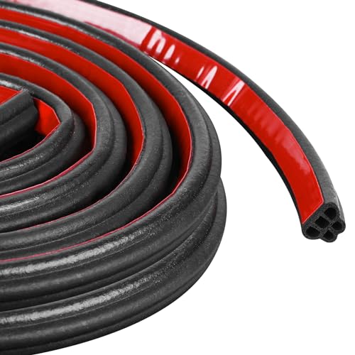 Car Weather Stripping Self Adhesive 20Ft Double Layer 5-Hole Universal Automotive Soundproofing Weatherstrip Adhesive Car Door Rubber Seal Strips with Adhesive Backing for Car RV Truck Doors Window - size: 20Ft