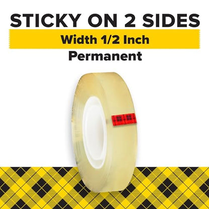 Scotch Double Sided Tape, Office and School Supplies for Arts and Crafts, Alternative to Scrapbooking Tape, 0.50 in. x 500 in., 2 Refill Tape Rolls - size: 2 Rolls