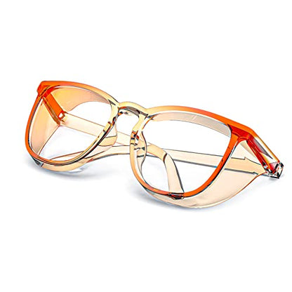MORK&SUKY Safety Glasses, Stylish Goggles With No Fog Lense, Alternatives To Regular Protective Eyewear For Lab and Nursing. - color: Orange