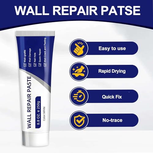 Drywall Repair Kit, White Wall Repair Paste, Multi-Functional Quick Drying Wall Mending Agent, for Cracks and Holes, with Scraper and Sandpaper