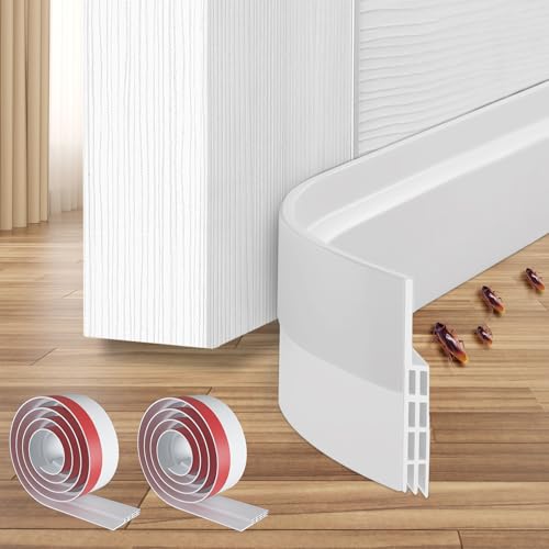 Door Draft Stopper Weather Stripping: Ohuhu 2 Pack 39" L x 2" W Under Door Bottom Seal Strip Sweep - 1" Widened Backing Adhesive Blocker Gap Filler Flexible Noise Insulation Draft Guard Bottom of Door - color: White, size: 78"L x 2"W