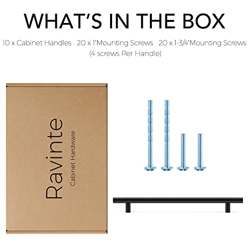 Ravinte 10 Pack 8-13/16 Inch Cabinet Handles Matte Black Stainless Steel Kitchen Cupboard Pulls 11-3/10"Length,8-13/16" Hole Center - size: 11-3/10 Inch（8-13/16 Inch Hole Center）