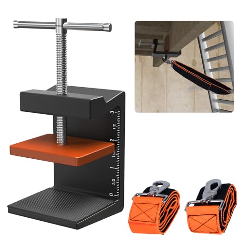 Ladder Stability Anchor, Ultimate Ladder Safety Kit, Ladder Guard Fall Protection Anchor, Anti-Slip Ladders Anchor Clamp Roof with Rack Straps