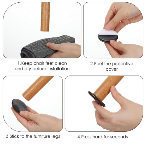 14pcs Furniture Sliders, 0.98/1.97 Inch Furniture Movers Self Adhesive Slides for Hardwood Floors, Self Adhesive Chair Gliders for Easy Moving On Carpet and Hardwood Floors (Brown)