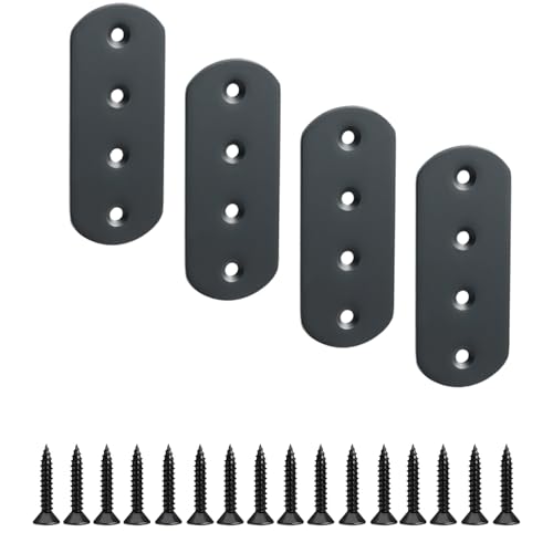 Alise 4 Pcs Flat Straight Brace Brackets Mending Plates Repair Fixing Bracket,100x38mm Stainless Steel Matte Black - color: Matte Black, size: 100mmX38mm