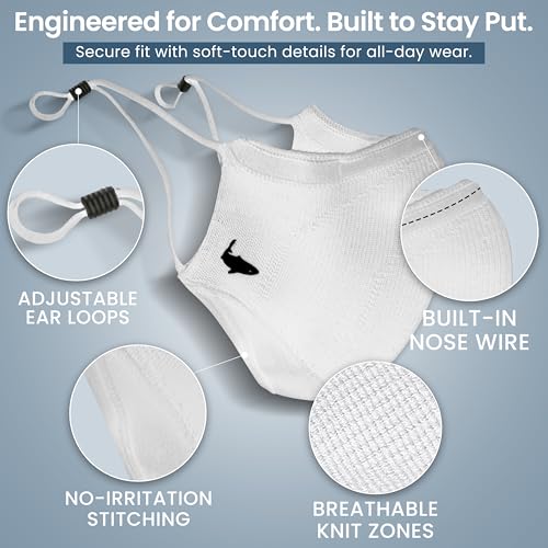 INHERENT Premium Traveler's Face Mask with Anti-Odor SILVERbac | Reusable, Adjustable, Comfortable - style: White - Small