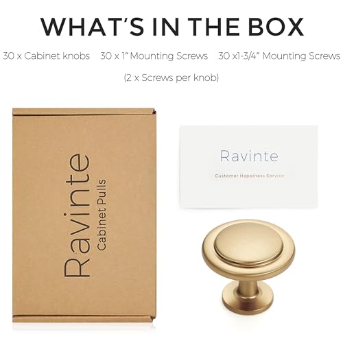 Ravinte 30 Pack Champagne Bronze Cabinet Pulls 1-1/4 inch Kitchen Cabinet Knobs Drawer Knobs Dresser Handles Drawer Pulls Door Dresser Handles - color: Champagne Bronze