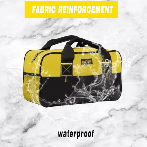 FASTECH 14 Inch Zipper Tool Bag, Small Wide Mouth Tool Tote Bag, Waterproof Tool Organizer Tote, Soft Handle Carrying Toolbag For Various Tools (Yellow) - size: Yellow