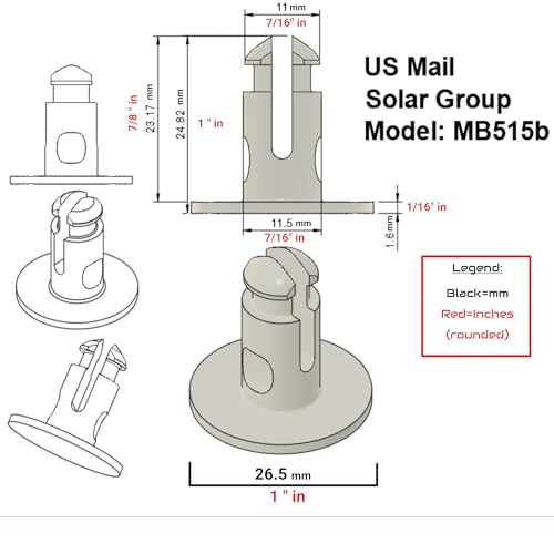 US Mail - Solar Group MB515 Mailbox Hinge Pin Replacement Set, Compatiable with Model MB515 2 Pack, 3D Printed ABS Resin, (White) - color: White