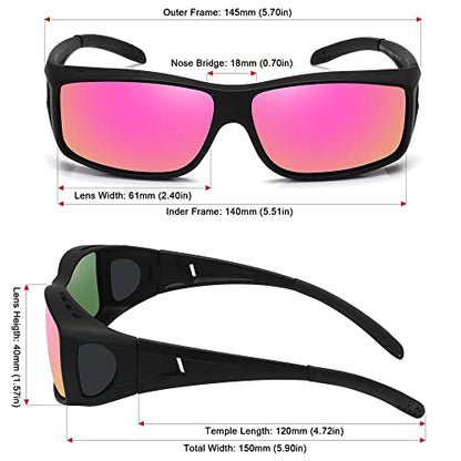 MEETSUN Fit Over Glasses Sunglasses for Men Women,Wrap Around Sunglasses Polarized UV400 Protection - color: (Z1)matte Black Frame-purple Mirror Lens