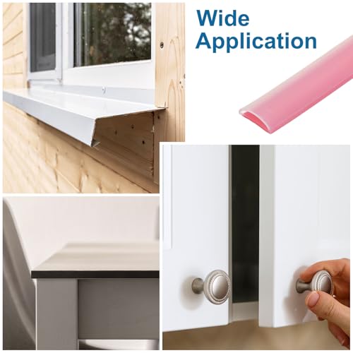 PATIKIL Silicone Weather Stripping Door Seal, 9.8 ft D Shape Weather Stripping Self Adhesive Door Seal Strip for Door Frame, Window Sealing, Large Gap, 19/32" Wx5/128 Tx1/5 H, Clear/Red - size: 9.8 ft Long, 19/32"Wx5/128"Tx1/5"H