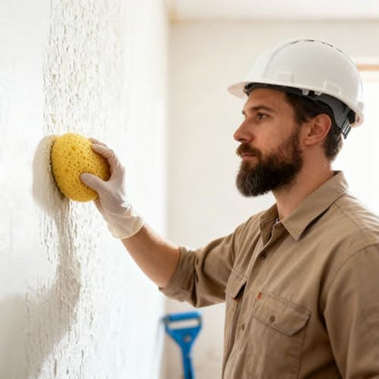 7-Piece Drywall Texture Repair Kit, 4 Knockdown Texture Sponges, 1 Scraper & 1 Pairs Gloves, for DIY Wall & Ceiling Patch, Matching Orange Peel & Splatter Texture