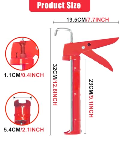 Holothurian Caulking Gun, Caulk Gun No Drip,Sealant Finishing Tool Grout Scraper for Kitchen Bathroom Window Sink Joint, 1/10 Gallon Cartridge, 10:1 Thrust Ratio, Red - color: Red