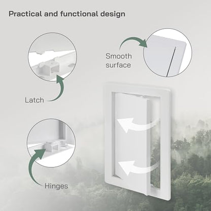 Vent Systems White ABS Plastic - Access Panel 6 x 10 Inch (Cut-Out) - Access Panel with Door for Drywall, Wall and Ceiling Electrical and Plumbing Service Wall Hole Cover - size: 6 X 10 Inch / 150 X 250 Mm