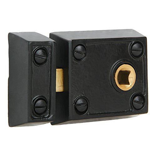 A29 Cast Iron Rim Lock Heavy Duty, Weather and Rust Resistant, Manual Latch for French & Screen Doors, Easy Install Hardware Included - Black Powder Coat Finish, Small 2.4", 1.5" Backset - style: Small Rim Lock