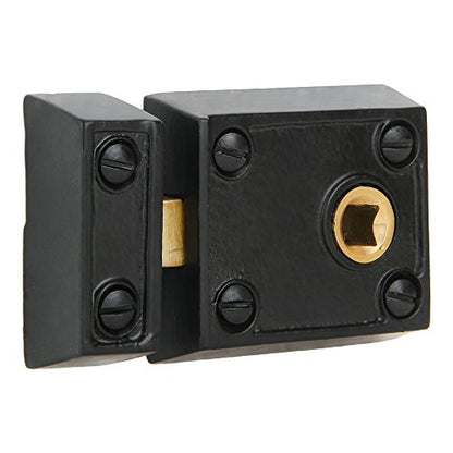 A29 Cast Iron Rim Lock Heavy Duty, Weather and Rust Resistant, Manual Latch for French & Screen Doors, Easy Install Hardware Included - Black Powder Coat Finish, Small 2.4", 1.5" Backset - style: Small Rim Lock