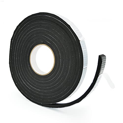 Alenor EPDM Black Foam Insulation Tape Self Adhesive 1/3"x1" x 16' Ft –Pack of 1- Weather Stripping for Doors & Windows,Soundproofing,Door Seal,Weatherstrip,Pipe Cooling,Air Conditioning Seal Strip - size: 1/3"x1" x 16' Ft