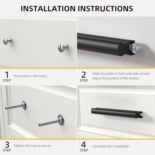 Goldenwarm 6 Pack 1" to 4"(25-102 mm) Hole Distance Black Adjustable Drawer Pulls Black Cabinet Handles for Kitchen Hardware - color: Black, size: 1 in to 4 in (25-102 mm)