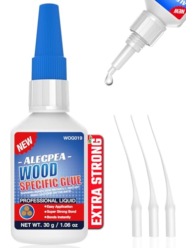 ALECPEA Wood Glue with 3 Precision Applicators - Fast Curing Super Glue for Woodworking, Furniture Repair & Crafts - Strong & Clear, 30g - size: 30g/1Pack, style: Wood Glue